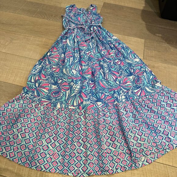 LILLY PULITZER GIRLS MEDIUM 7/8 LONG FLORAL MAXI DRESS TARGET - Picture 2 of 10